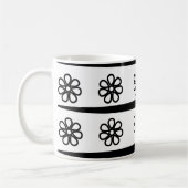 Zwart-wit gestreept bloemmotief koffiemok (Links)