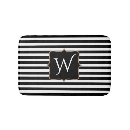 Zwart-wit gestreept breedband badmat (Voorkant)