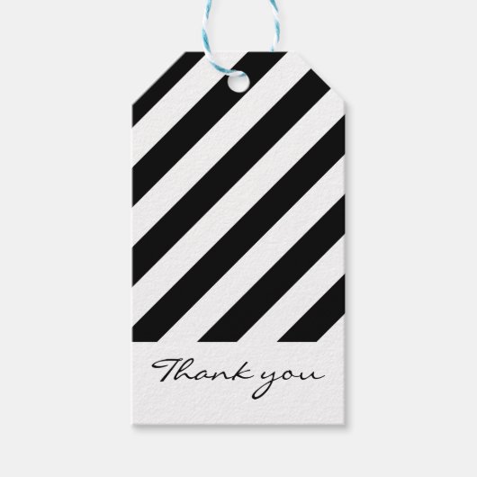 Zwart & wit gestreept cadeaulabel (Voorkant)