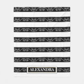 Zwart wit gestreept design Monogram Fleece Deken (Voorkant)