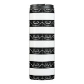 Zwart wit gestreept design Monogram Thermosbeker (Achterkant)