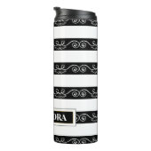 Zwart wit gestreept design Monogram Thermosbeker (Geroteerd rechts)