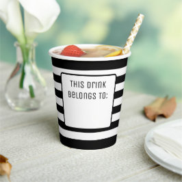 Zwart-wit Gestreept "Deze Drink behoort toe" Papieren Bekers