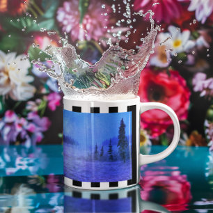 Zwart-wit gestreept drieluik foto koffiemok