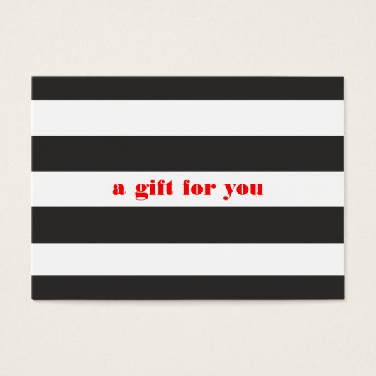 Zwart-wit Gestreept Eenvoudige Holiday Gift Kaart (Voorkant)