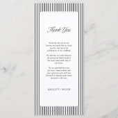 Zwart & Wit Gestreept Elegant Huwelijk Menu (Achterkant)