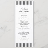 Zwart & Wit Gestreept Elegant Huwelijk Menu (Voorkant)