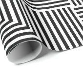 Zwart-wit gestreept geometrisch patroon cadeaupapier (Rol Hoek)
