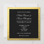 Zwart Wit Gestreept & Gouden Folie Bruiloft Uitnod Kaart (Achterkant)