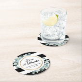 Zwart-wit gestreept groen Eucalyptus Ronde Kartonnen Onderzetter (Insitu)