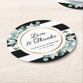 Zwart-wit gestreept groen Eucalyptus Ronde Kartonnen Onderzetter (Gebogen)