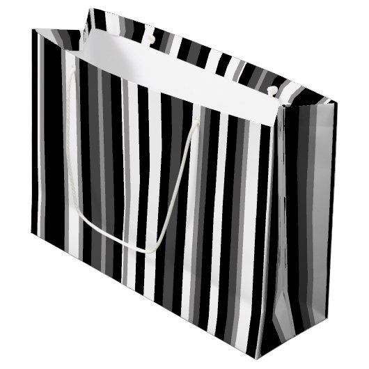 Zwart Wit Gestreept Groot Cadeauzakje (Voorkant Gekanteld)