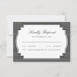 Zwart-wit gestreept huwelijk RSVP kaartje