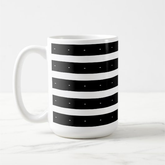 Zwart-wit gestreept koffiemok (Links)