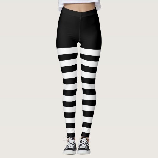 Zwart-wit gestreept leggings (Voorkant)