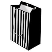 Zwart-wit gestreept medium cadeauzakje (Voorkant Gekanteld)