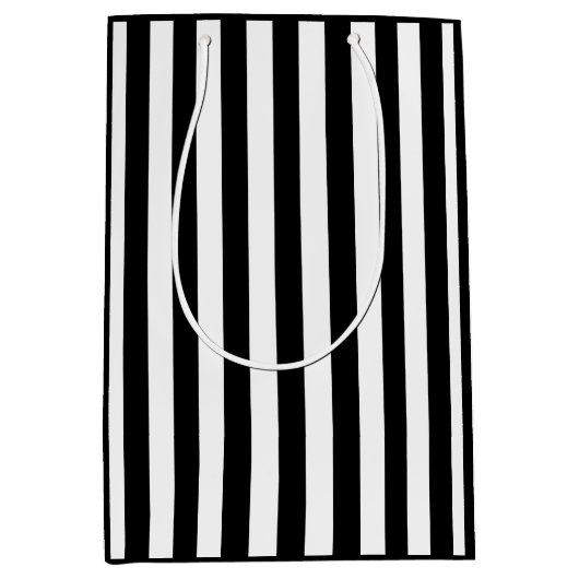 Zwart-wit gestreept medium cadeauzakje (Voorkant)