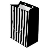 Zwart-wit gestreept medium cadeauzakje (Achterkant Gekanteld)