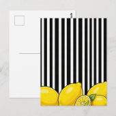 Zwart-wit gestreept met citroenen briefkaart (Voorkant / Achterkant)