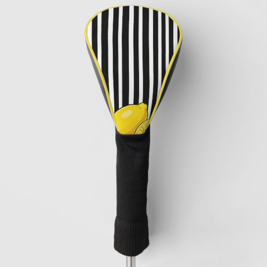 Zwart-wit gestreept met citroenen golfheadcover (Voorkant)