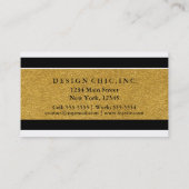 Zwart & Wit Gestreept met Goud Chique Visitekaartj Visitekaartje (Achterkant)