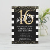 Zwart-wit gestreept met goud kaart (Staand voorkant)