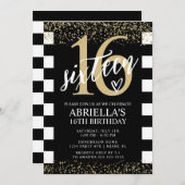 Zwart-wit gestreept met goud kaart (Voorkant / Achterkant)