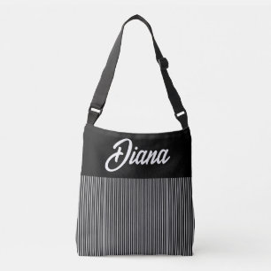 Zwart-wit gestreept met kleurblok crossbody tas