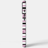 Zwart & wit gestreept met magenta bloempatroon Case-Mate iPhone case (Achterkant / Links)