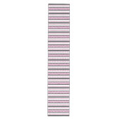 Zwart & wit gestreept met magenta bloempatroon medium tafelloper (Voorkant)