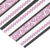 Zwart & wit gestreept met magenta bloempatroon medium tafelloper (Hoek)