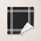 Zwart-wit gestreept met op maat gemaakte initialen bad handdoek (Wasdoekje)