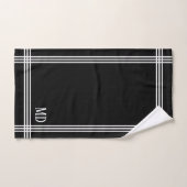 Zwart-wit gestreept met op maat gemaakte initialen bad handdoek (Handdoek)