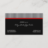 Zwart wit gestreept met rode strik en juweel visitekaartje (Achterkant)