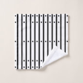 Zwart-wit gestreept met stippen. Minimalistisch Bad Handdoek (Wasdoekje)