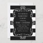 Zwart-wit gestreept met zilveren grillige partij kaart (Voorkant)