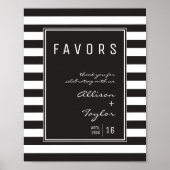 Zwart-wit gestreept minimalistisch huwelijksgunst  poster (Voorkant)