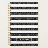 Zwart Wit gestreept Modern design Planner (Voorkant)
