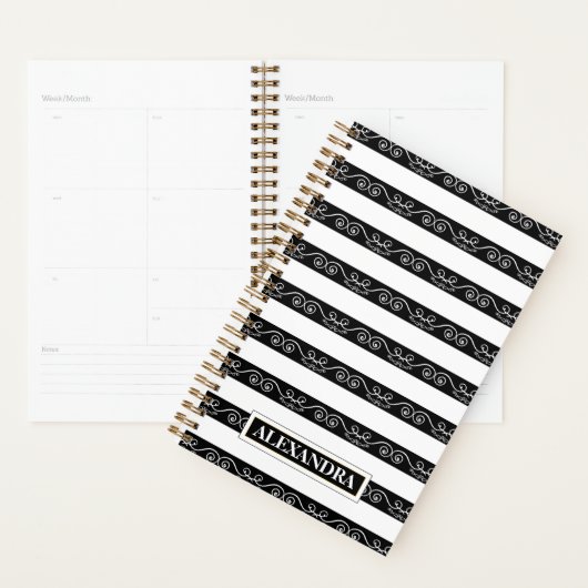 Zwart Wit gestreept Modern design Planner (Display)