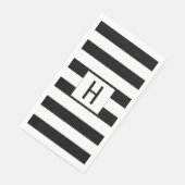 Zwart-wit Gestreept Modern Monogrammed Servet (Hoek)
