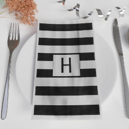 Zwart-wit Gestreept Modern Monogrammed Servet