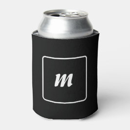Zwart-wit gestreept monogram blikjeskoeler