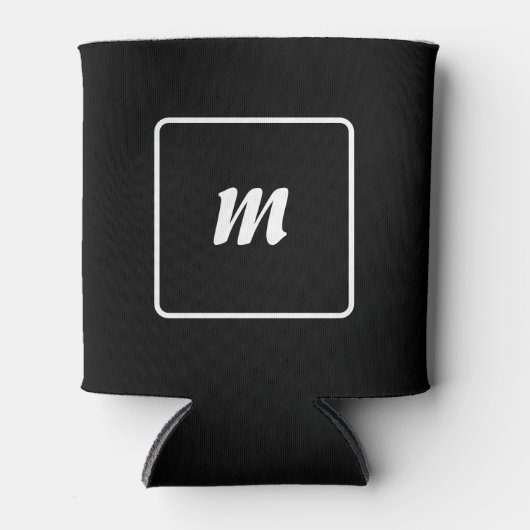 Zwart-wit gestreept monogram blikjeskoeler (Voorkant)