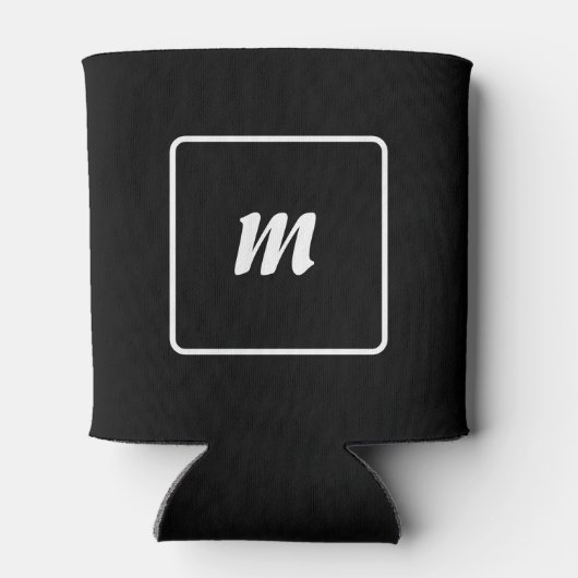 Zwart-wit gestreept monogram blikjeskoeler (Achterkant)