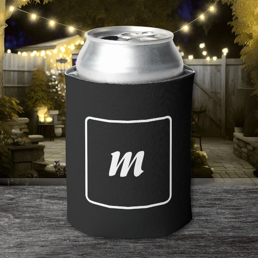 Zwart-wit gestreept monogram blikjeskoeler