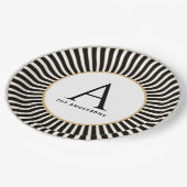 Zwart-wit gestreept monogram Bord (Gekanteld)