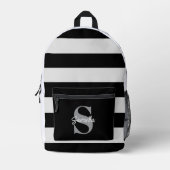 Zwart-wit gestreept monogram Initiaal Naam Bedrukte Rugzak (Voorkant)