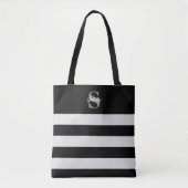 Zwart-wit gestreept monogram Initiaal Naam Tote Bag (Voorkant)