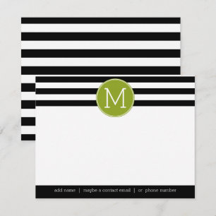 Zwart-wit gestreept monogram kaart