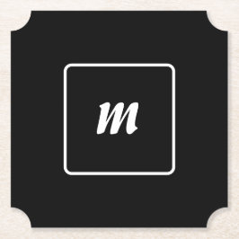 Zwart-wit gestreept monogram kartonnen onderzetters